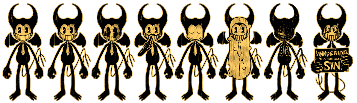 unused cutouts for pillar chase 2, supposed to be the cartoon form of &quot;inkfell&quot; (their take on the ink demon) named twist.